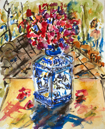 Flowers & Gardens. Aug 13: An Arpeggio (sweet peas in porcelain vase)