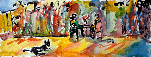 Flowers & Gardens. Jul 14: Watercolour: Canasta in the afternoon